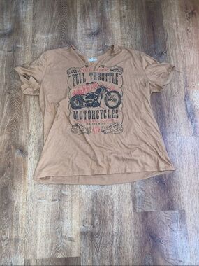Maurices Rust Brown Graphic Tee with Black and Red Print